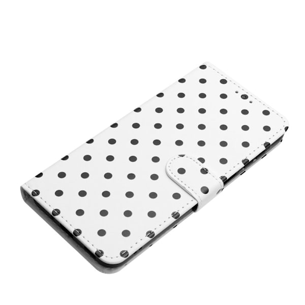 Samsung Galaxy A55 5G Plånboksfodral Konstläder Polka Dot - Vit
