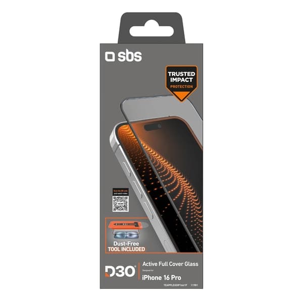 SBS iPhone 16 Pro Härdat Glas Skärmskydd D30 - Svart Svart