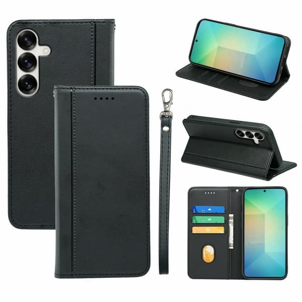 Plånboksfodral för Samsung Galaxy S26 Magnetiskt stängning Konstläder - Svart