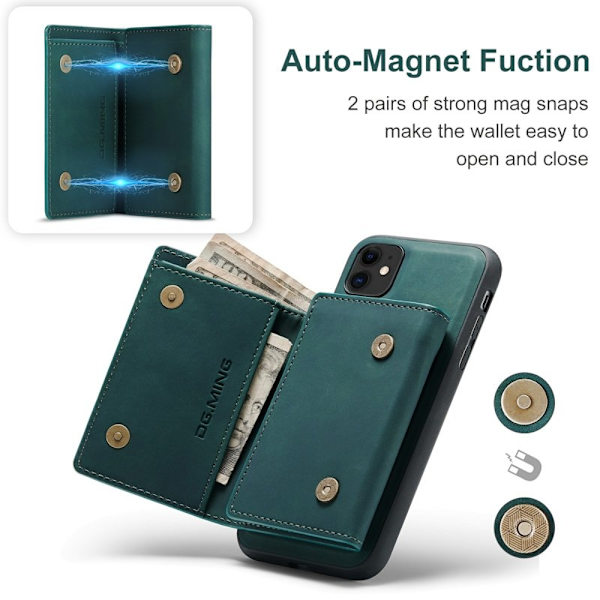 DG.MING Konstläder Plånboksfodral med Kickstand för iPhone 11 - Grön