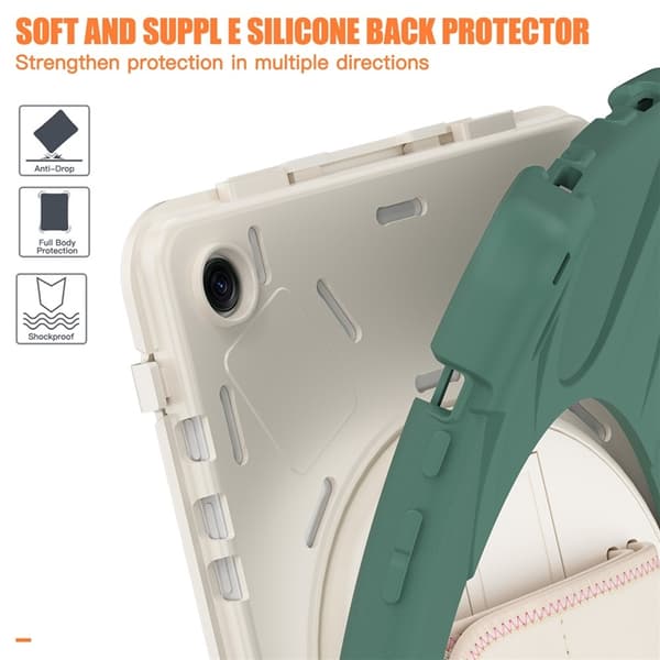 Mobilskal till Galaxy Tab A9 Plus Silikon Rotary Kickstand Grön