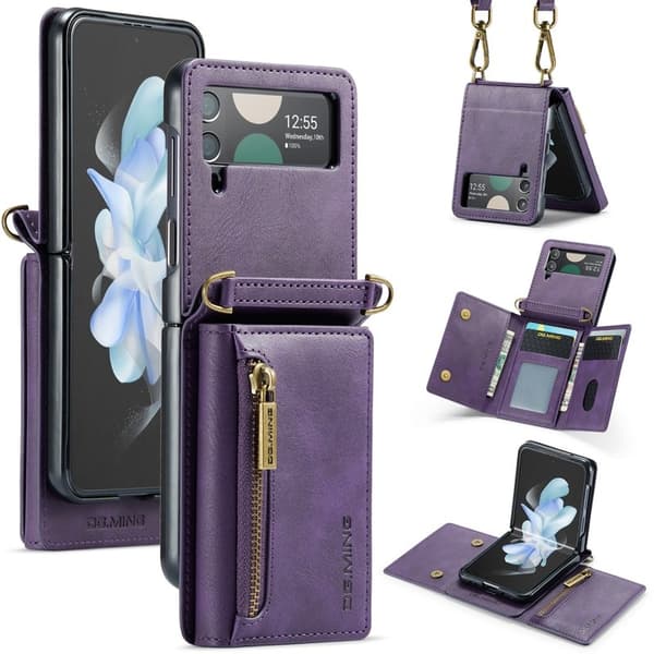 DG.MING Samsung Galaxy Z Flip4 Plånboksfodral RFID-Skydd Lila