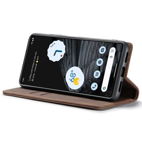 CASEME 013 Flip Konstläder Plånboksfodral för Google Pixel 7 5G - Brun