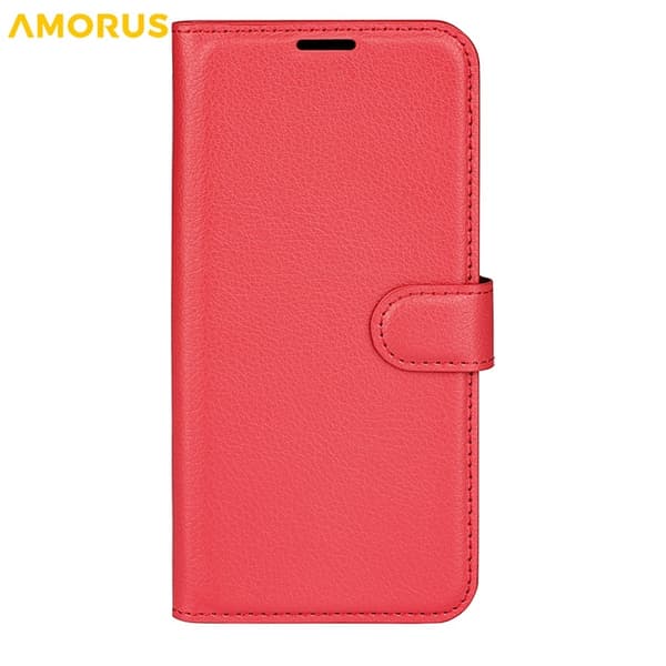 AMORUS iPhone Air Konstläder Plånboksfodral Flipstativ Litchi - Röd Röd