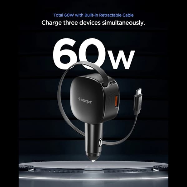 Spigen Billaddare EV603BT Essential 60W - Svart Svart