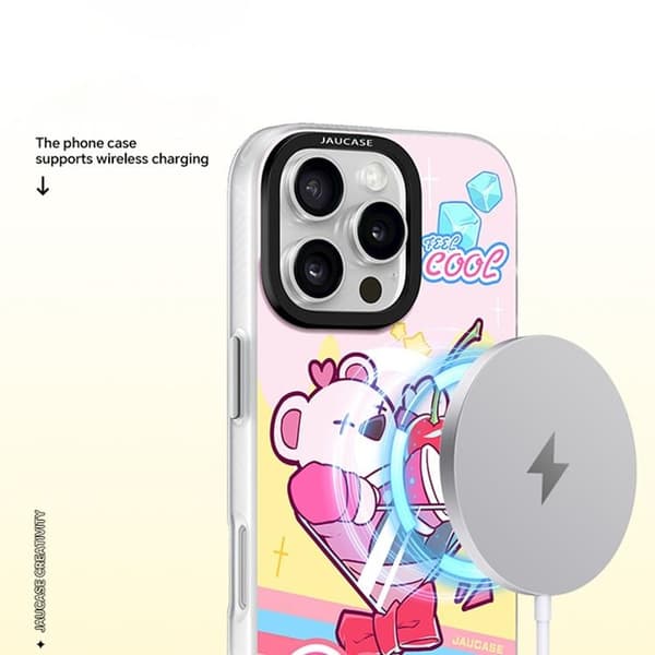 JAUCASE Mobilskal till iPhone 16 Pro Max MagSafe - Cool Bear Rosa