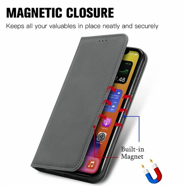 Google Pixel 10/10 Pro Konstläder Plånboksfodral Magnetic Absorption - Grå Grå