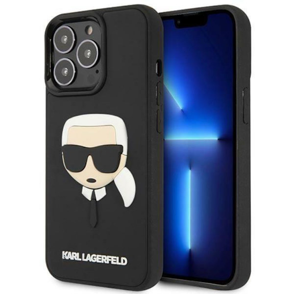 Karl Lagerfeld iPhone 14 Pro Skal 3D Rubber Karl`s Head - Svart Svart