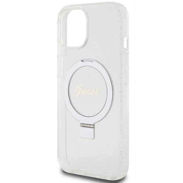 Guess Mobilskal till iPhone 15/14/13 MagSafe Ringställ Script Glitter Transparent