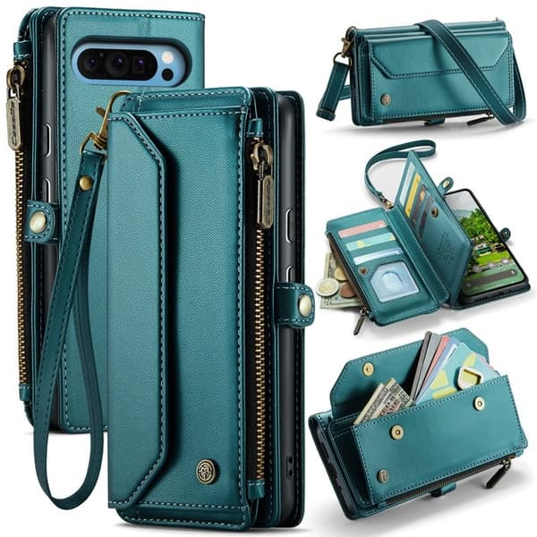 CASEME Plånboksfodral Konstläder för Google Pixel 10 Pro XL - Grön
