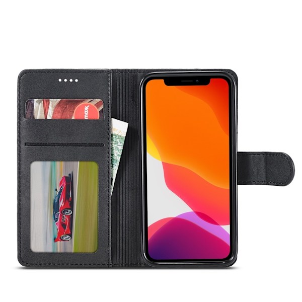 LC.IMEEKE Läder Plånboksfodral iPhone 12 Pro Max - Svart Svart