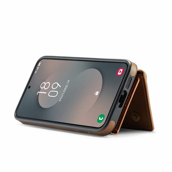 DG.MING M6 Series Samsung Galaxy S25 FE Konstläder Plånboksfodral Magnetisk Brun