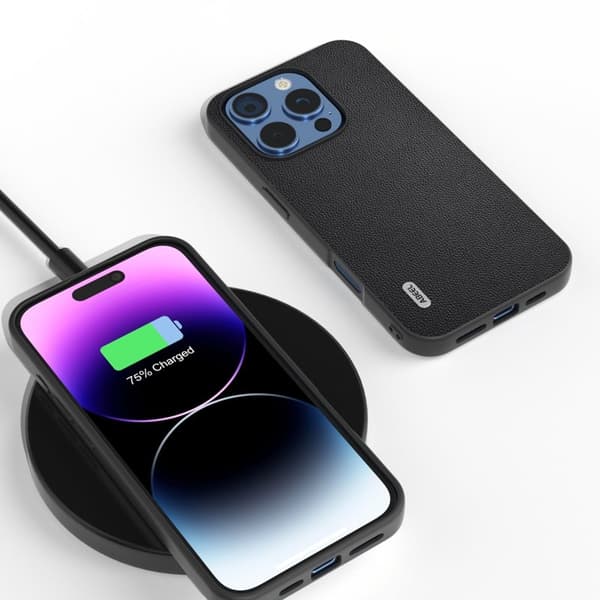 ABEEL Mobilskal till iPhone 16 Pro Max Anti-Drop Äkta Läder Svart