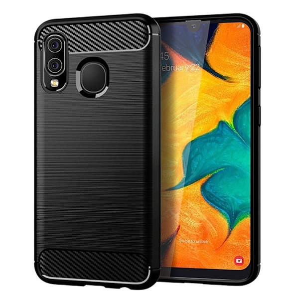 Galaxy A40 Skal Forcell Carbon Mjukplast - Svart Svart
