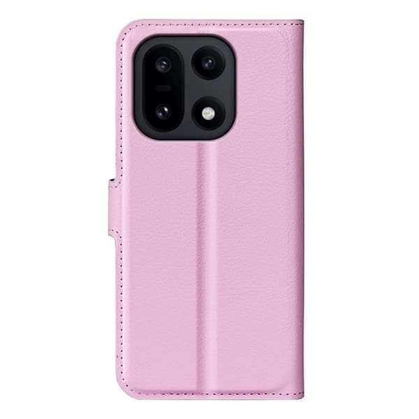 AMORUS OnePlus 15 Konstläder Plånboksfodral Litchi Shockproof - Rosa Rosa