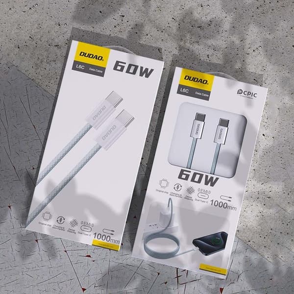 Dudao L6C USB-C - USB-C-kaapeli PD 60W 1m - Vaaleansininen Blå