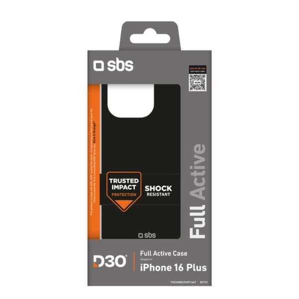 SBS Telefontaske til iPhone 16 Plus Fuld Aktiv D3O - Sort Svart