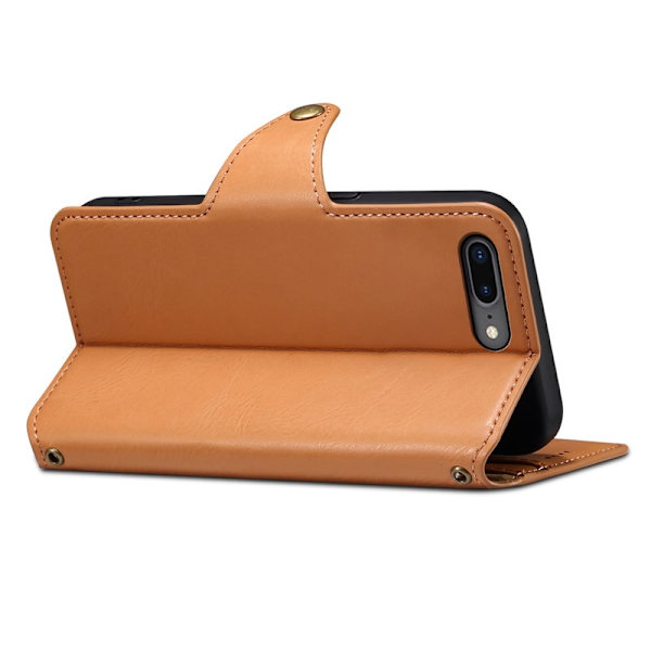DENIOR iPhone 7 Plus / 8 Plus Plånboksfodral Konstläder Khaki