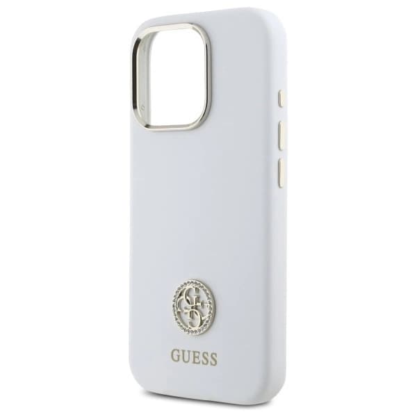 Guess Mobilskal till iPhone 16 Pro Silikon Logo Strass 4G - Vit Vit