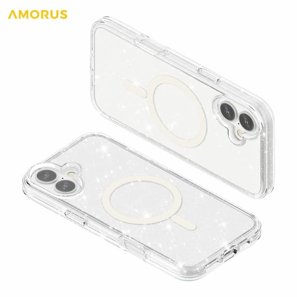 AMORUS Mobilskal till iPhone 17 Magsafe Glitter Powder PC + TPU - Vit Vit