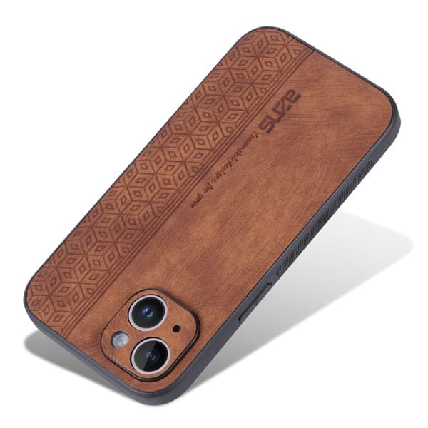 AZNS Mobilskal till iPhone 15 Plus Anti-Scratch PU Läder - Brun