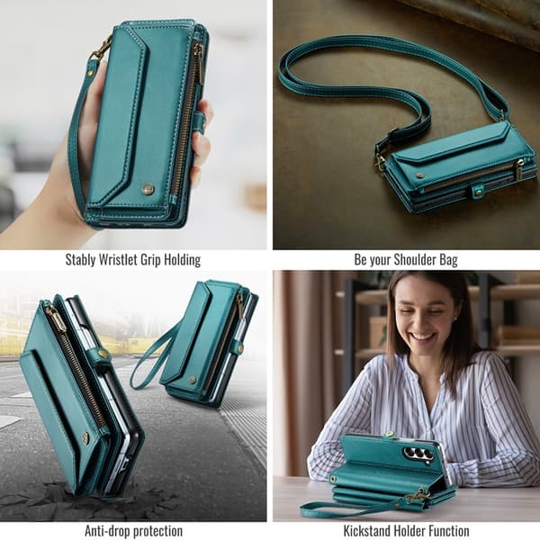 CASEME Galaxy Z Fold 7 Plånboksfodral Med Remmar - Grön Grön