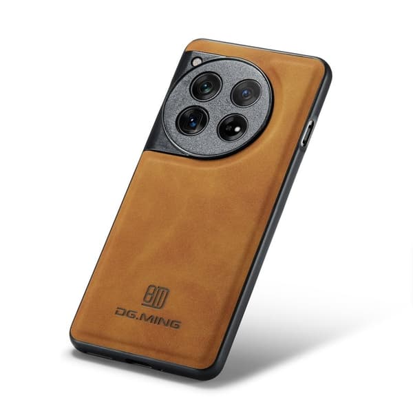 DG.MING Mobilskal till OnePlus 12 5G Läder+PC+TPU Stöttåligt - Brun