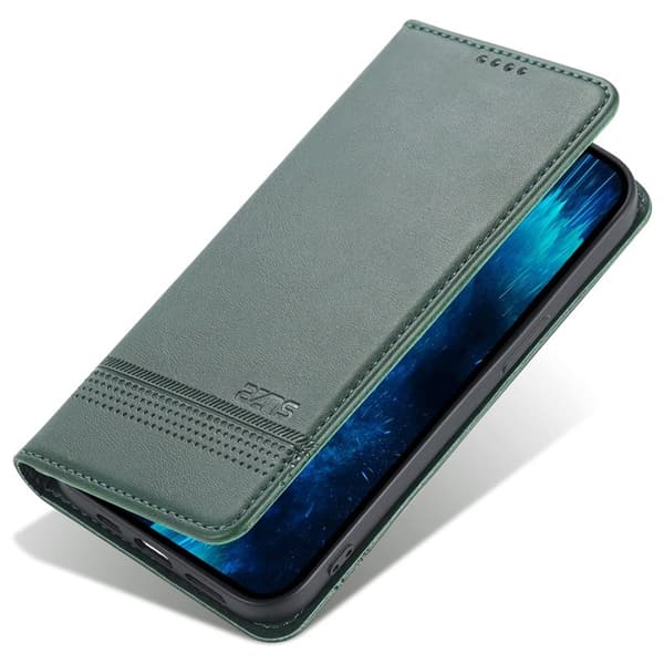 AZNS iPhone 15 Pro Plånboksfodral i Konstläder - Full skydd - Grön