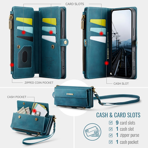 CASEME iPhone 17 Plånboksfodral Zipper RFID C39 Grön