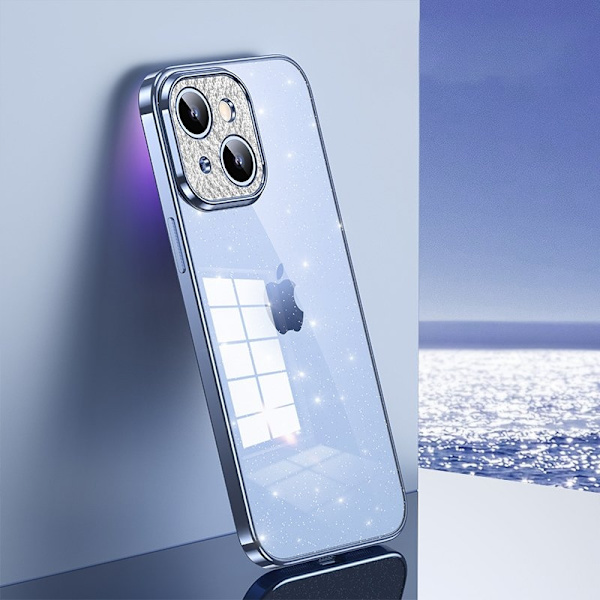 SULADA Mobilskal till iPhone 14 Plus TPU Electroplating Blå Rhinestone