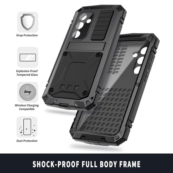 R-JUST Mobilskal till Galaxy S24 Kickstand Shockproof Svart