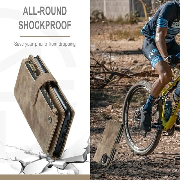 CASEME Konstläder Plånboksfodral för iPhone 11 Pro Max med Rem - Brun