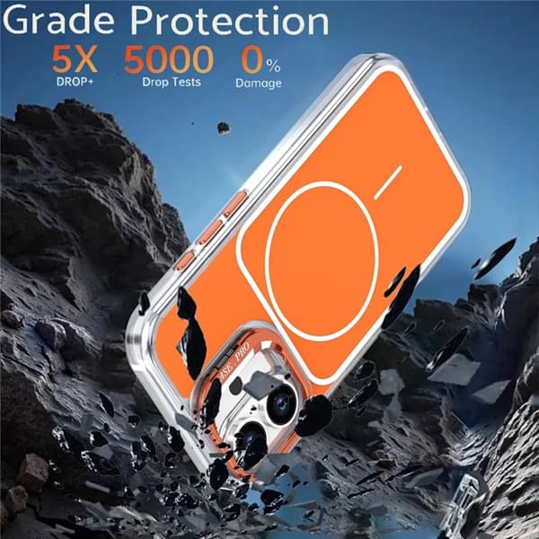 Mobilskal till iPhone 16 Plus MagSafe Lens Kickstand med Handrem - Orange Orange
