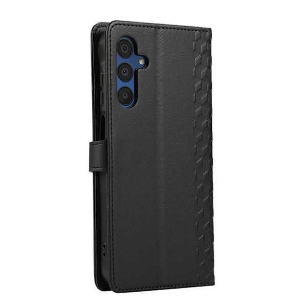 Plånboksfodral för Samsung Galaxy S26 Plus 3D Rombmönster - Svart