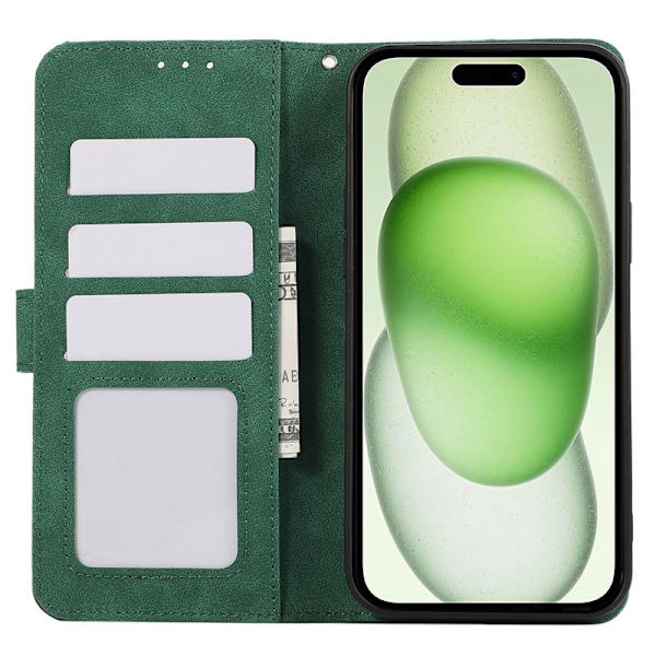 ABEEL iPhone 15 Plus Konstläder Plånboksfodral RFID-Skydd Grön