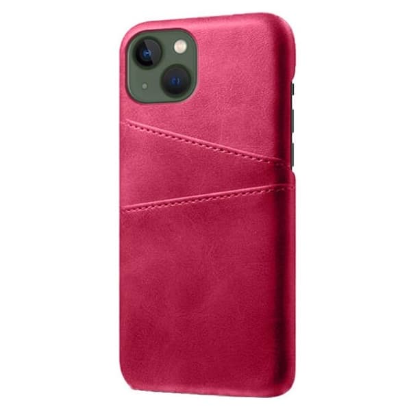iPhone 14 Plus Skal Korthållare PU Läder - Magenta Magenta