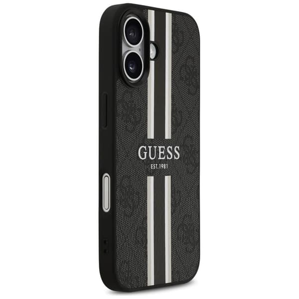 Guess telefontaske til iPhone 17 MagSafe 4G trykte striber - sort Svart