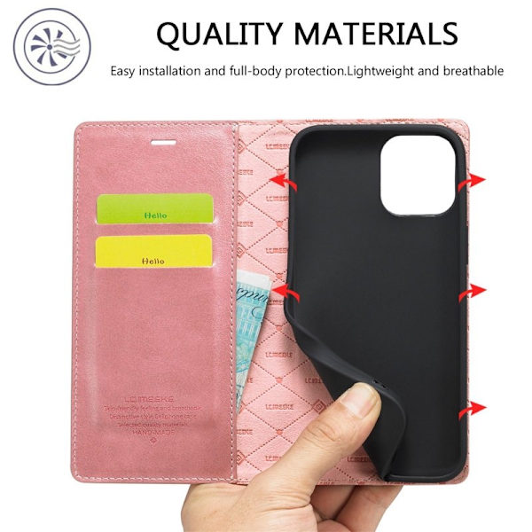 LC.IMEEKE iPhone 14 Plus Plånboksfodral Konstläder - Roséguld