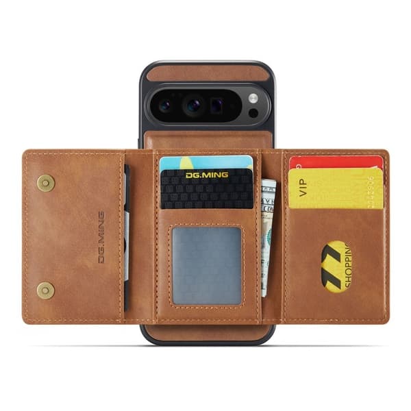 DG.MING Serie Mobilskal till Google Pixel 10 Pro XL Konstläder Magnetisk Brun