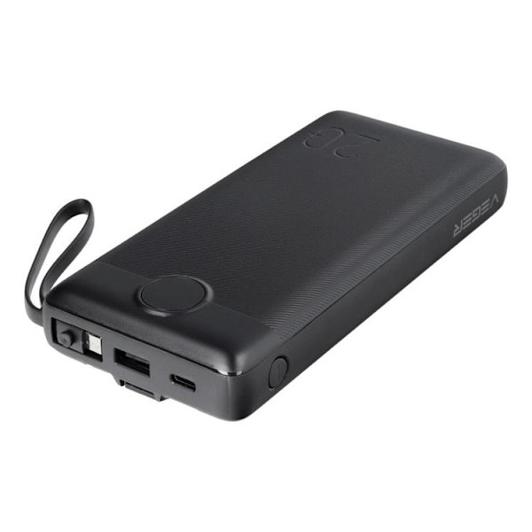 VEGER Powerbank 20000 mAh med Lightning/Typ-C/Micro-USB Kabel C20