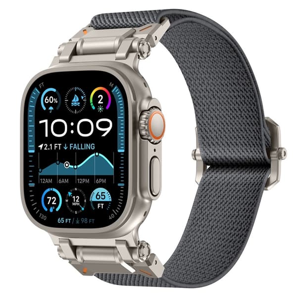Apple Watch 42/44/45/46/49mm Armband Nylon - Grå Grå