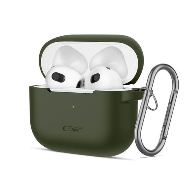 Tech-Protect Apple Airpods 3 Skal Silikon Hook - Olivgrön Grön