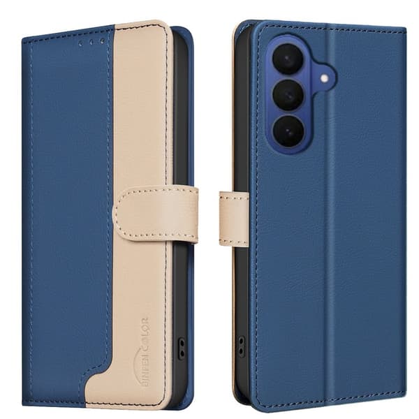 BINFEN Samsung Galaxy S26+ Plånboksfodral Konstläder RFID Skydd - Blå