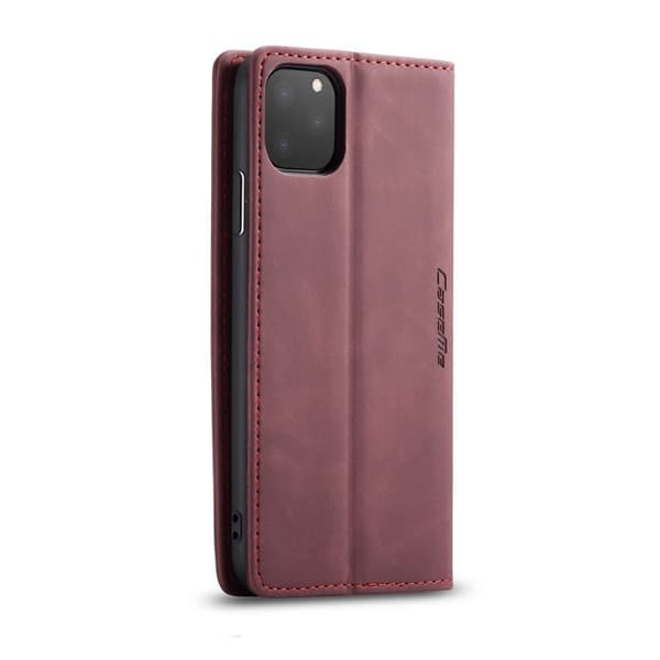 CASEME 013 Flip Leather Plånboksfodral för iPhone 11 Pro Max - Vinröd