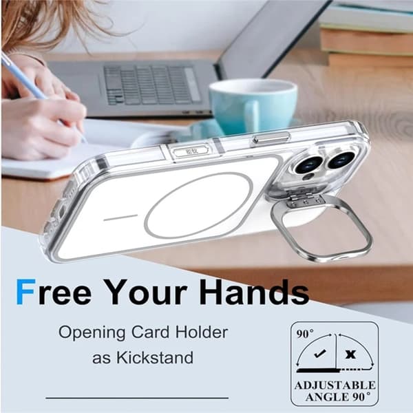 Mobilskal till iPhone 16 Plus MagSafe Lens Kickstand med Handrem - Vit Vit