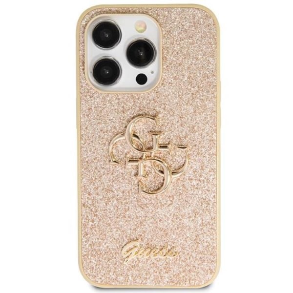 Guess iPhone 14 Pro Mobilskal Glitter Script Big - Guld