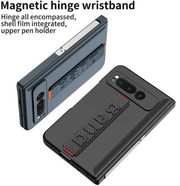 GKK Google Pixel Fold Mobilskal Wristband Kickstand Carbon - Sort Black