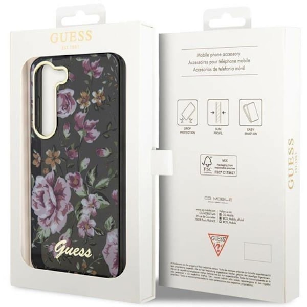 Guess Galaxy S23 Plus Mobilskal Flower Collection - Svart Svart