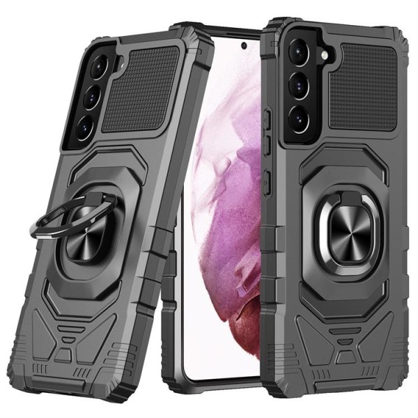 Galaxy S23 Case Ring Holder Kickstand Anti-Fall - Sort