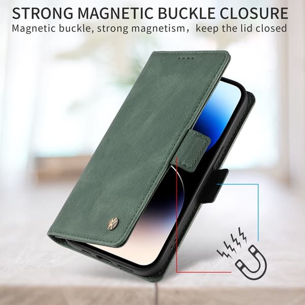 YIKATU OnePlus 15 5G Konstläder Plånboksfodral Skin-touch Feeling Grön